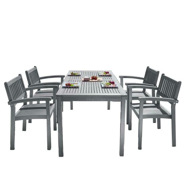 Vifah Renaissance Outdoor Patio Hand-scraped Wood 5-piece Dining Set with Stacking Chairs V1297SET27